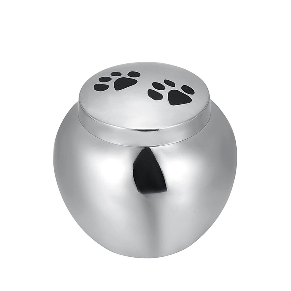 SHEIL 50 x 54 mm Pet Paw Print Ash Urn for Dogs and Cats, 316L Stainless Steel Mini Keepsake Urn