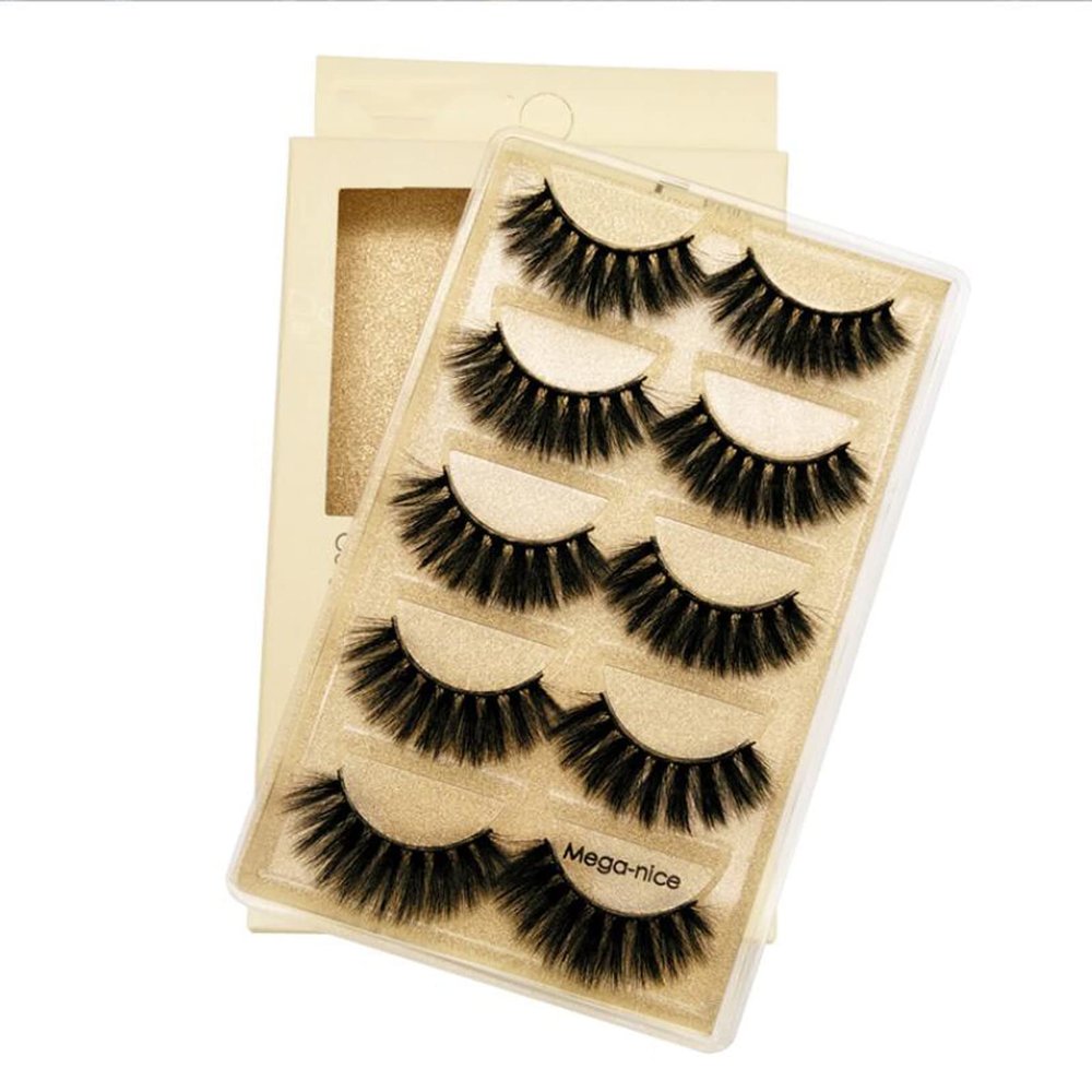 VwyuEgg False Eyelashes, 3D, 5 Pairs, 5 Styles, Handmade, Natural Black, Invisible Band, Reusable (Mega-nice)