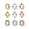 yaoqijie 100-Piece Alloy Hollow Square Nail Charms, 3D Nail Art Decorations with Crystal Pearls, Gold Nails, 1 Bag, Durable (Color: Grad Pink) view 2