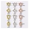 yaoqijie 100-Piece Alloy Hollow Square Nail Charms, 3D Nail Art Decorations with Crystal Pearls, Gold Nails, 1 Bag, Durable (Color: Grad Pink) view 3