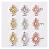 yaoqijie 100-Piece Alloy Hollow Square Nail Charms, 3D Nail Art Decorations with Crystal Pearls, Gold Nails, 1 Bag, Durable (Color: Grad Pink) view 4