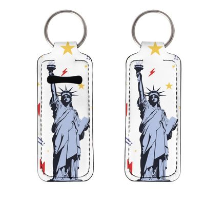 Dajingkj Lip Balm Holder Keychain, Red and Yellow Rose Pattern, 2-Pack