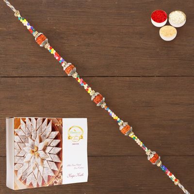 Ghasitaram Gifts Rakhi for Brother – RM-766 Premium Rakhi with 200 g Kaju Katli