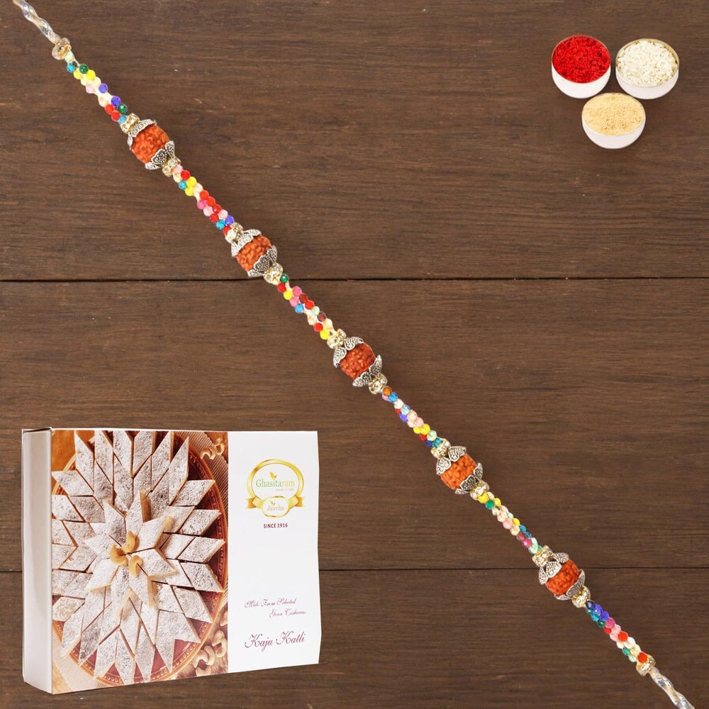 Ghasitaram Gifts Rakhi for Brother – RM-766 Premium Rakhi with 200 g Kaju Katli
