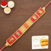 Ghasitaram Gifts Rakhi for Brother – RM600 – Red Traditional Rakhi Bracelet with 400 g Besan Barfi view 1