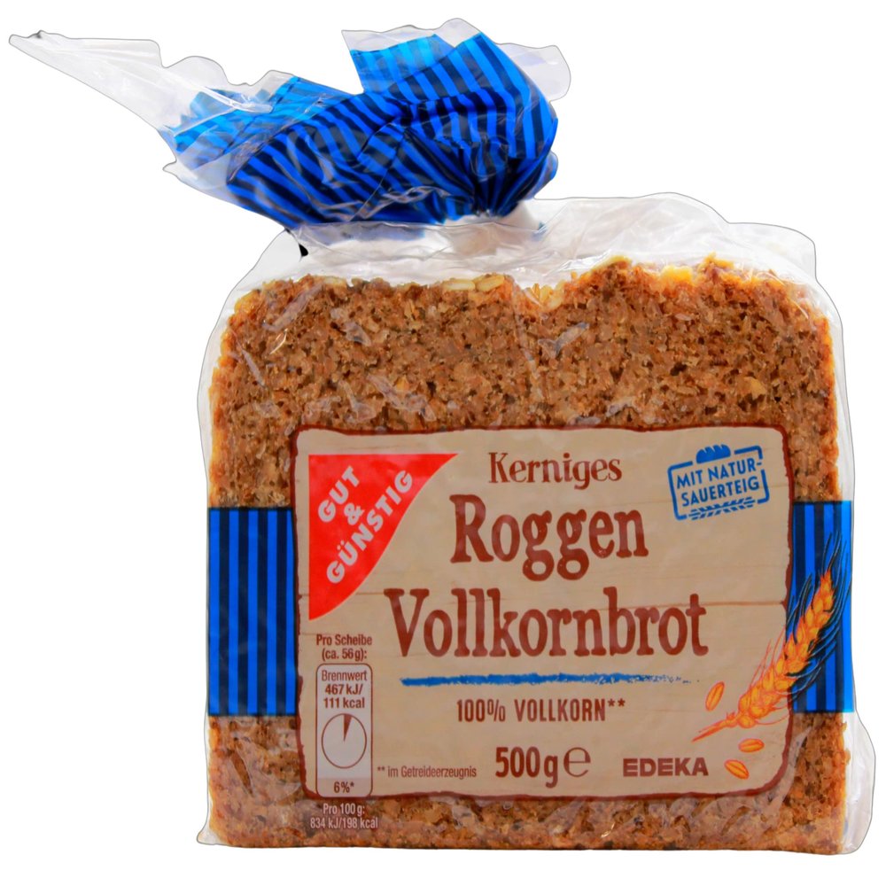 Edeka Gut & Günstig Hearty Whole Rye Bread, 12-Pack (12 x 500 g)