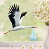 Spring Stork Baby Boy Birth Window Decal for Nursery, Easter and Spring Decor, 4th A1 Sheet view 3
