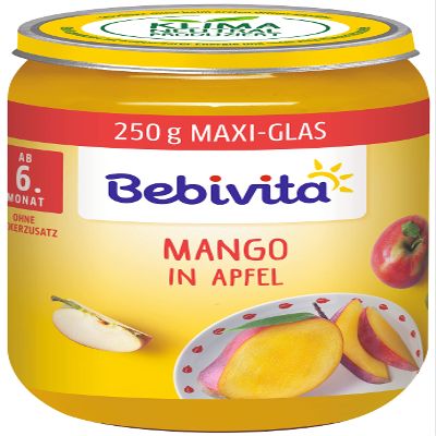 Bebivita Mango in Apple Fruit, 6-Pack (6 x 250 g), Mittel