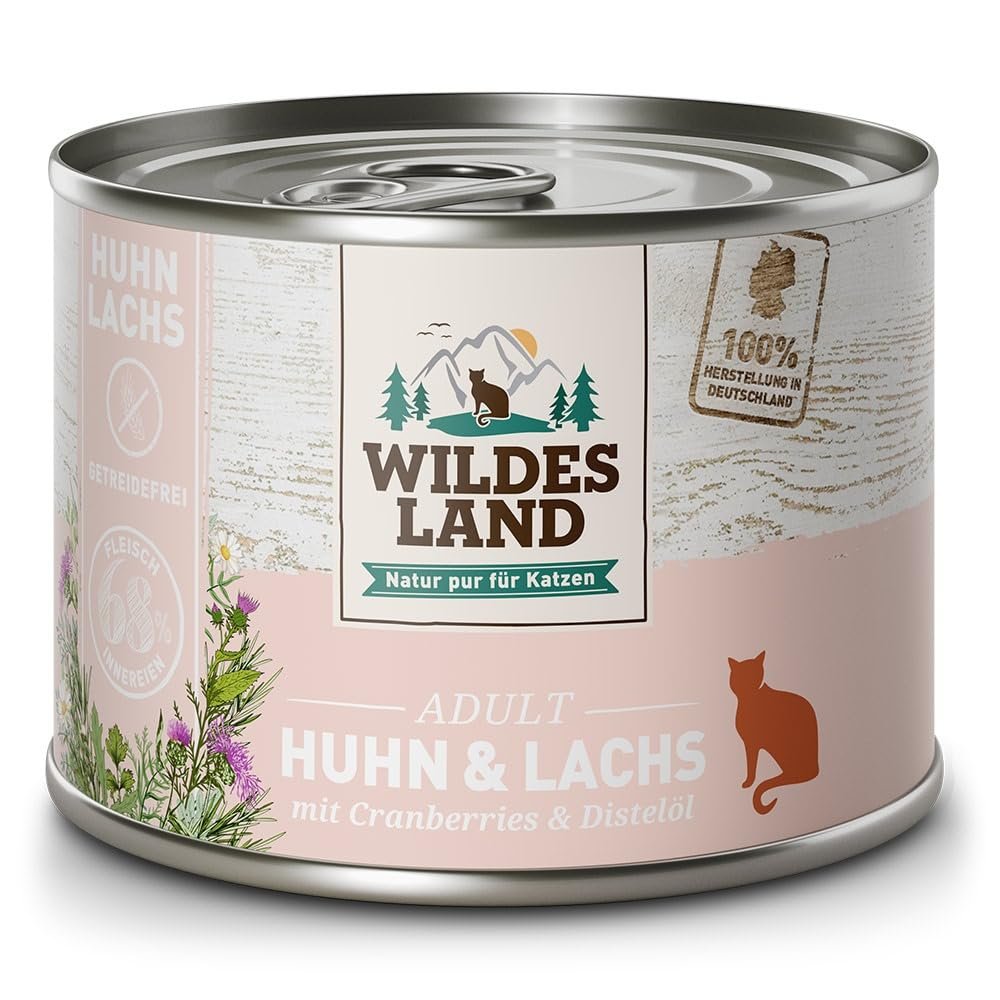 Wildes Land Wet Cat Food, Chicken & Salmon, 12 x 85 g