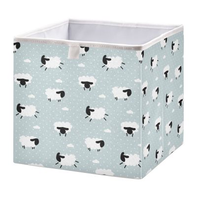 Polka Dot Sheep and Clouds Storage Basket, 40 x 27 x 4.3 cm