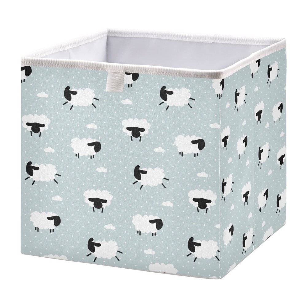 Polka Dot Sheep and Clouds Storage Basket, 40 x 27 x 4.3 cm