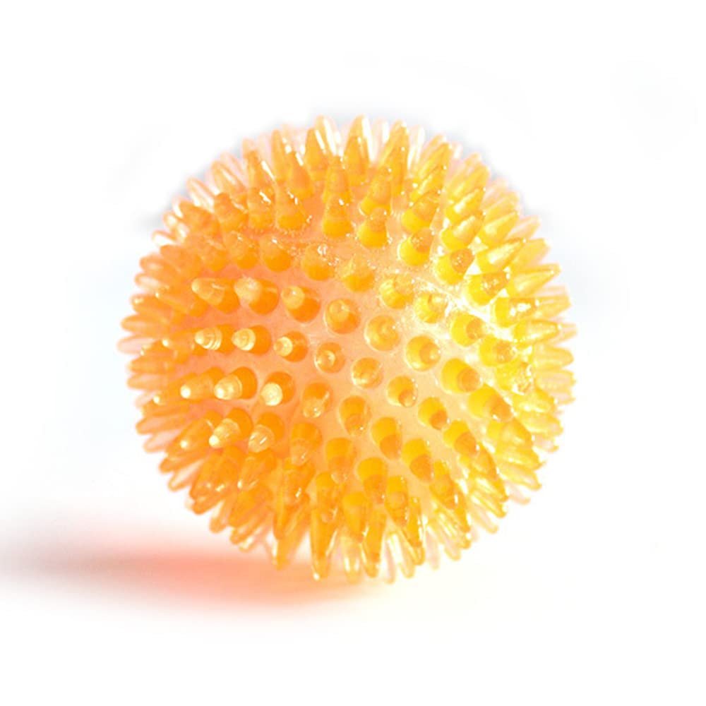 Dog Toy, Spiky Ball, Small Dogs, Squeaky, Chew Toy (Orange), 2 Pack