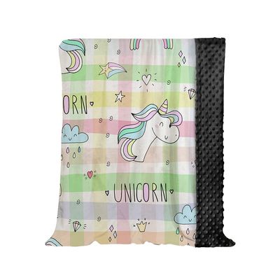 Hixingo Girls' and Boys' 3D Unicorn Minky Blanket, Iridescent, 150 x 200 cm