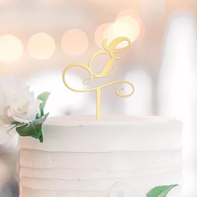Gold Monogram F Cake Topper – Custom Initial