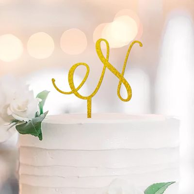 Gold Monogram H Cake Topper – Personalized Initial