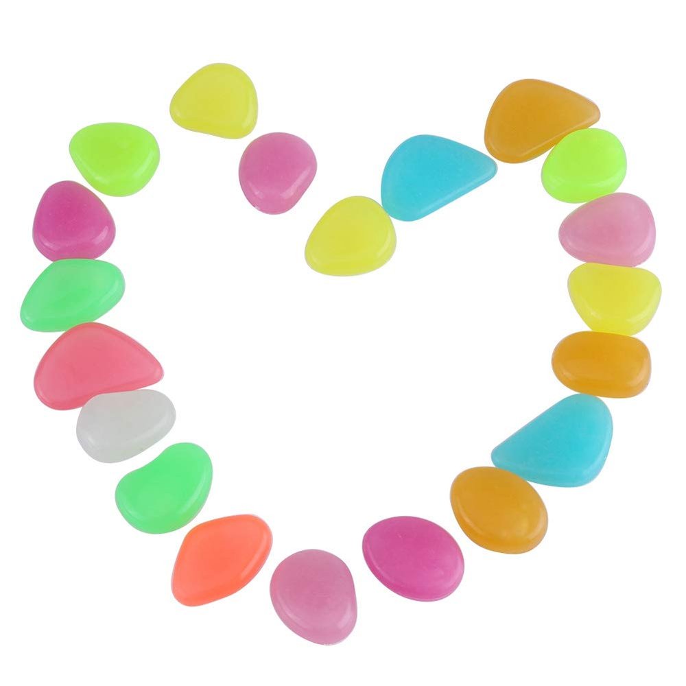 Miskall 20 Pcs Glow-in-the-Dark Aquarium Stones