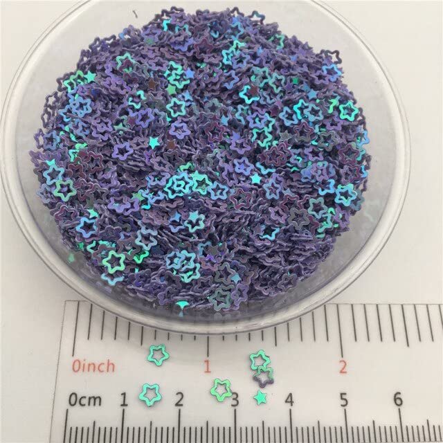 PONOA 3 mm Hollow Star PVC Loose Glitter Sequins for Nail Art, Wedding Confetti, and Crafts