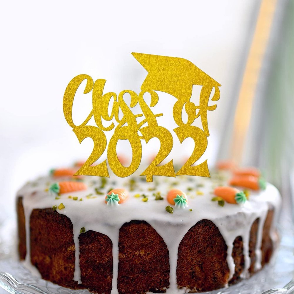 Class of 2022 Gold Graduation Cake Topper