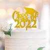 Class of 2022 Gold Graduation Cake Topper view 3