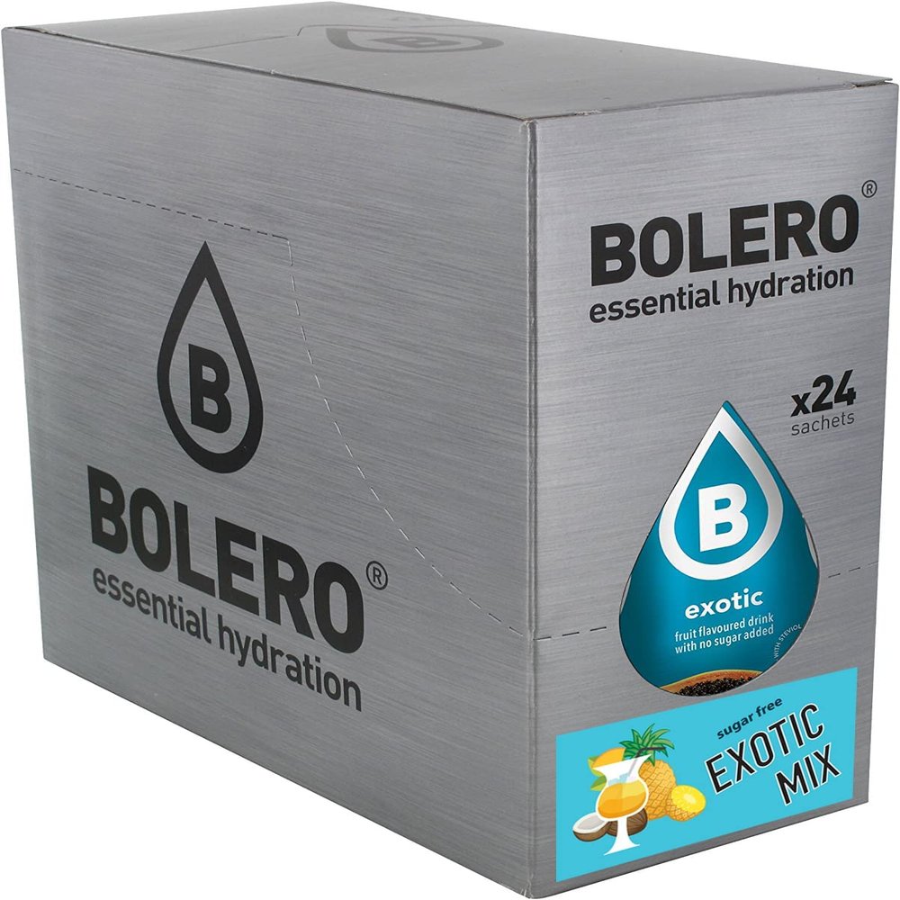 Bolero EXOTIC MIX | 24 x 9 g | Refreshing Sugar-Free Drink Powder Sweetened with Stevia | Vitamin C | Suitable for Diabetics | Exotic Fruit Flavor Blend
