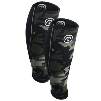 Rehband Neoprene Calf Sleeve, 1 Piece or 1 Pair, Compression Support for Calf and Shin, Shin Protection for Deadlifts, Camo, 1 Pair, Size L