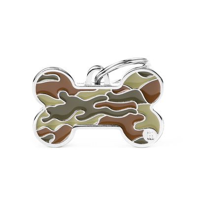 MyFamily Personalized Dog Tag Made in Italy - Camo - Free Engraving - Hand Enamelled Metal - Style Collection, Grande, Metal