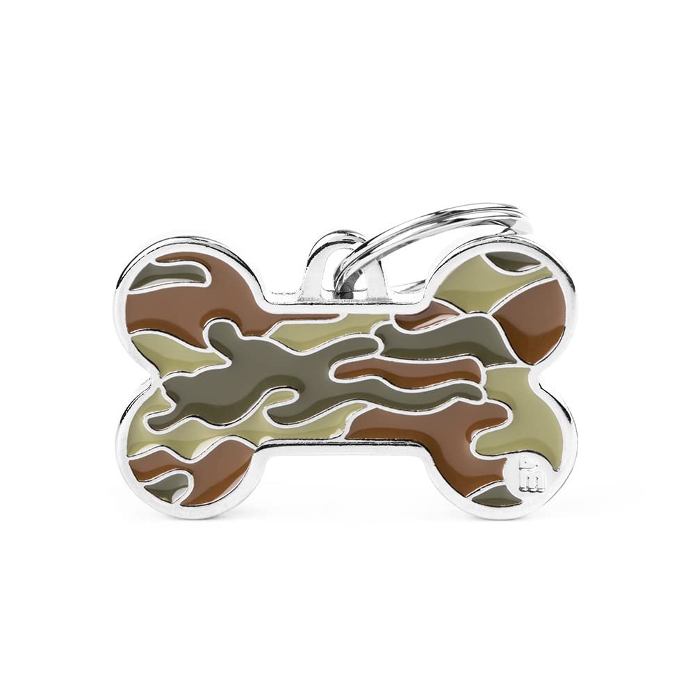 MyFamily Personalized Dog Tag Made in Italy - Camo - Free Engraving - Hand Enamelled Metal - Style Collection, Grande, Metal