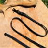 BULLYZEI Braided Leather Leash Black 13mm x 5m with Loop and Snap Hook view 1