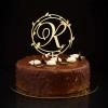 Letter R Cake Topper, Wooden Initial, Flower Wreath view 1