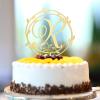Letter R Cake Topper, Wooden Initial, Flower Wreath view 4