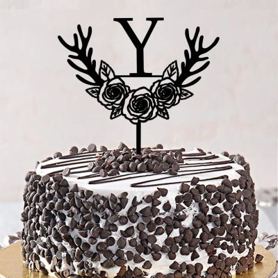 Letter Y Cake Topper, Black Acrylic, Customizable