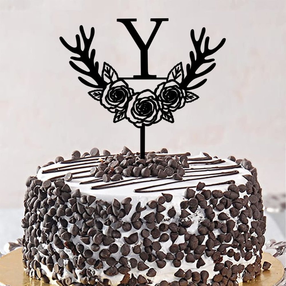 Letter Y Cake Topper, Black Acrylic, Customizable