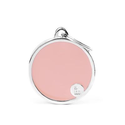 MyFamily Personalized Dog Tag, Made in Italy, Large Rose Circle, Free Engraving, Basic Handmade Collection, 32 x 37 mm