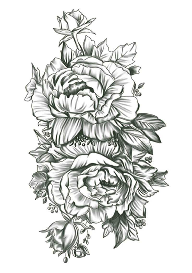 JSHEN 7 Sheets Temporary Tattoos for Men and Women, Flower, Dragon, Buddha Statue, 14.8 x 21 cm