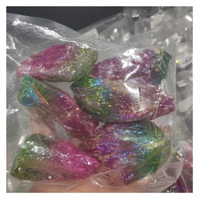 Kigauru Rough Natural Crystal, 1 Pack, Colorful Electroplated Crystal Ore Specimen Pendant