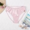 Choomomo Women's Patent Leather Open-Crotch High-Waisted Lace Panties Hot Pants, Pink, O XL view 2