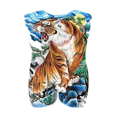 JSHEN 3-Sheet Temporary Tiger Tattoos for Men and Women, Full Back, 34 x 48 cm