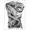 JSHEN 3-Sheet Temporary Tiger Tattoos for Men and Women, Full Back, 34 x 48 cm view 2