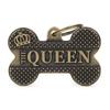 MyFamily Bone XL "The Queen" Dog Tag, Made in Italy, Free Engraving, English Brass, Bronx Collection view 1