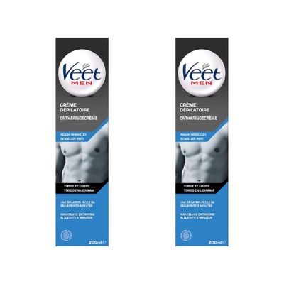 Veet Men Hair Removal Cream for Sensitive Skin, 200 ml, 2-Pack