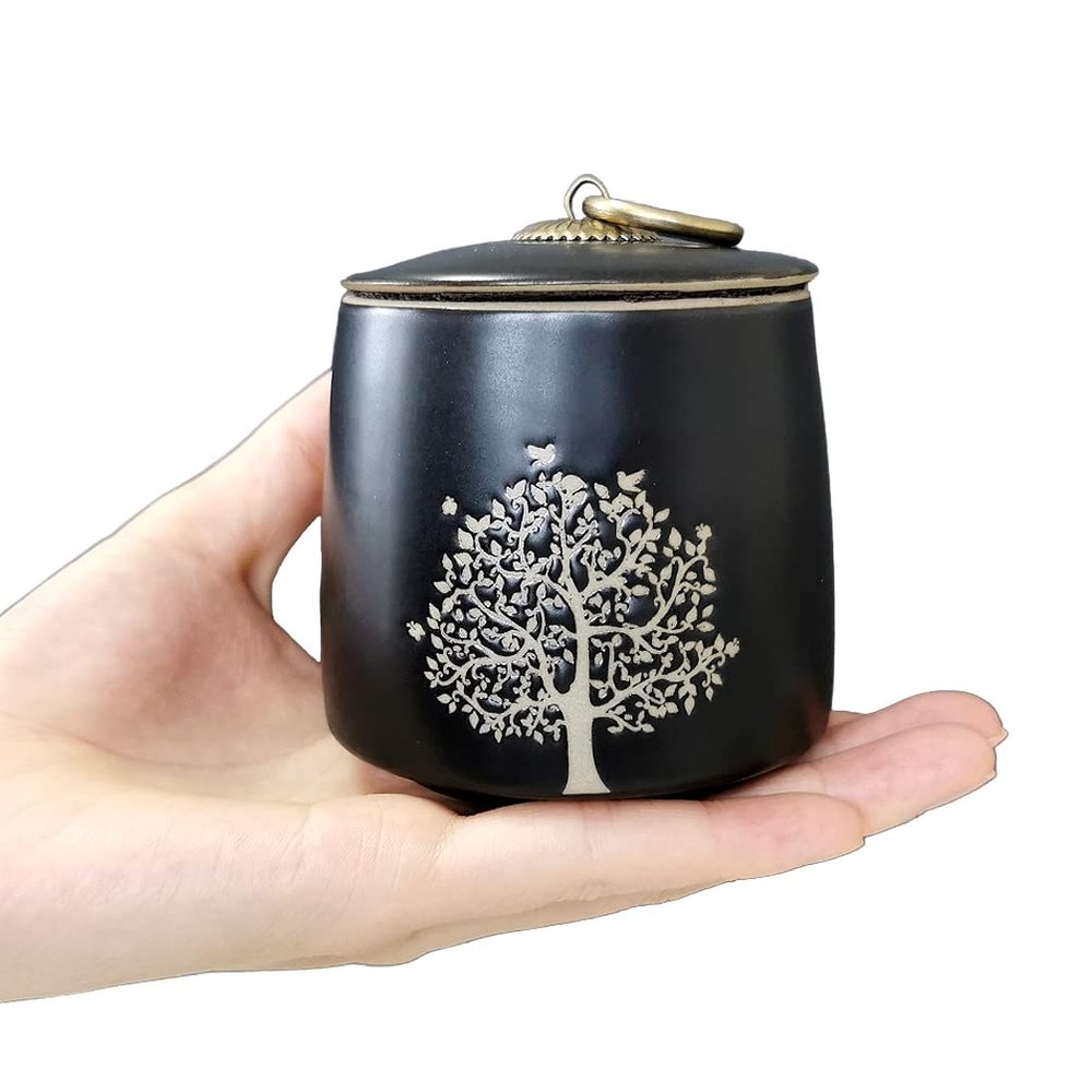 Small Black Tree of Life Keepsake Urn for Human or Pet Ashes