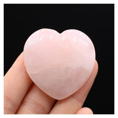 Kigauru Natural Rough Crystal Heart-Shaped Gemstone, Agate Stone Desktop Ornament, 40 mm (Color: Rose Quartz, Size: 40 mm)