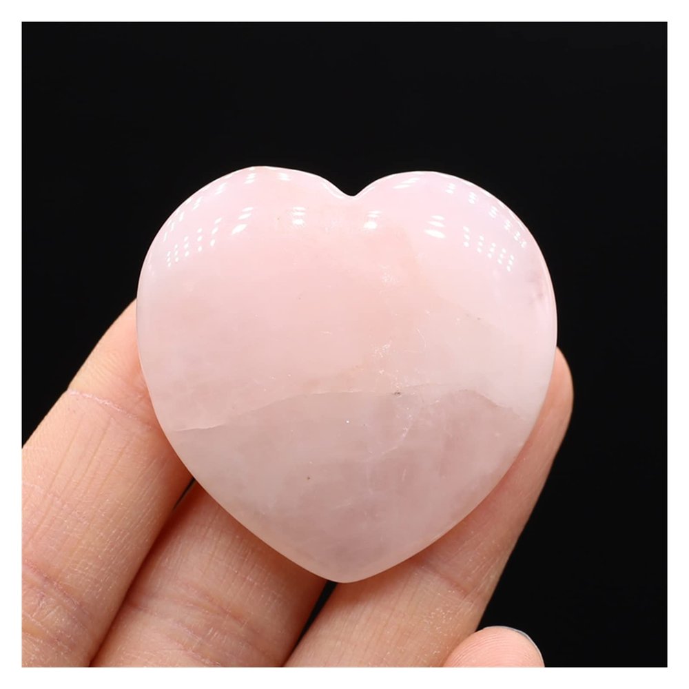 Kigauru Natural Rough Crystal Heart-Shaped Gemstone, Agate Stone Desktop Ornament, 40 mm (Color: Rose Quartz, Size: 40 mm)