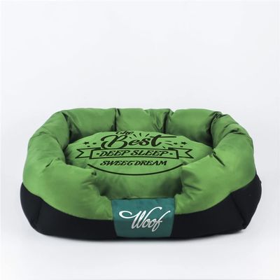 Waterproof-Cover Dog Bed, Green, M (65 × 40 × 23 cm)