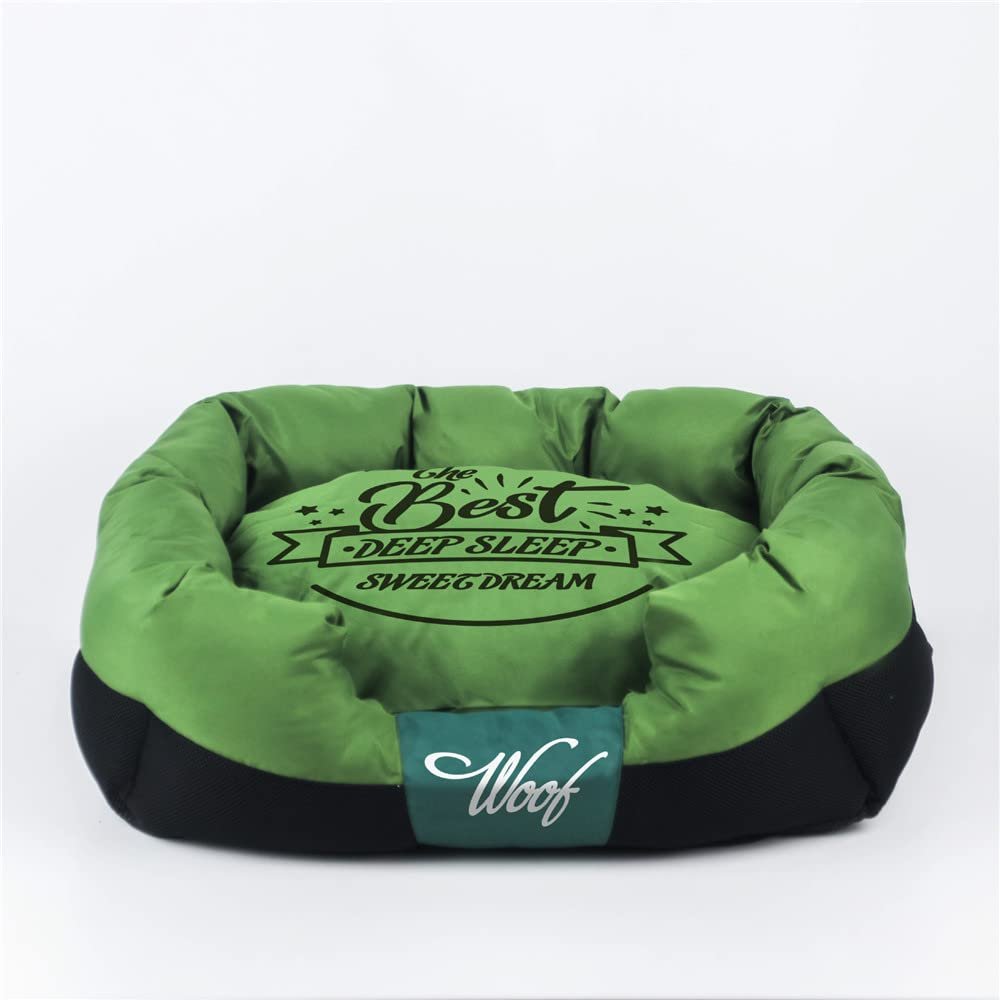 Waterproof-Cover Dog Bed, Green, M (65 × 40 × 23 cm)