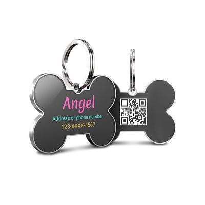 DISONTAG Personalized Dog Tag with QR Code, 28 × 42 mm, 2-Sided Bone