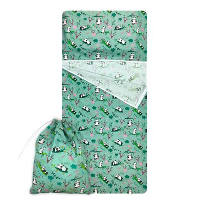 Nursery Set, Summer Sleeping Bag and Bag for Babies Ages 2 to 6 – 100% Cotton – Made in Italy (Panda Nursery Set)