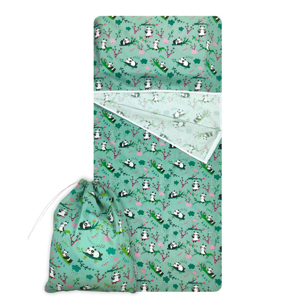 Nursery Set, Summer Sleeping Bag and Bag for Babies Ages 2 to 6 – 100% Cotton – Made in Italy (Panda Nursery Set)