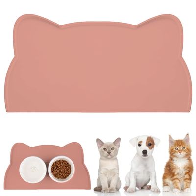 WOMLEX Pet Feeding Mat for Dogs and Cats, Silicone Waterproof and Non-Slip (Pink, 44x25cm)