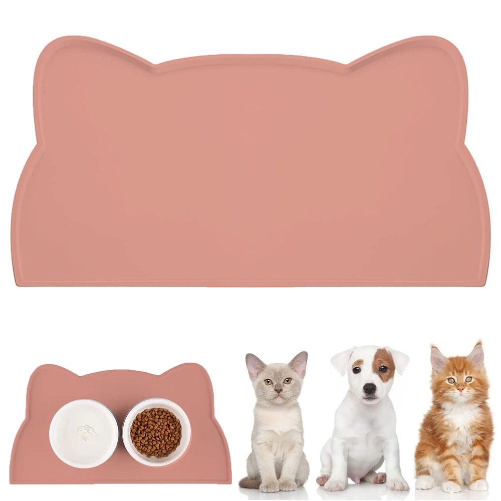 WOMLEX Pet Feeding Mat for Dogs and Cats, Silicone Waterproof and Non-Slip (Pink, 44x25cm)